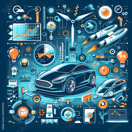 Revolutionary Auto Technology Poster:
A poster highlighting revolutionary automotive technologies unveiled at NAIAS, focusing on breakthroughs in electric vehicles and autonomous driving.