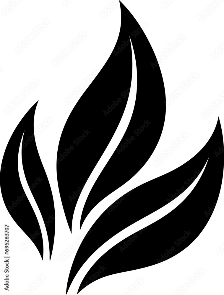 Modern logo leaf icon in black color. Vector template.