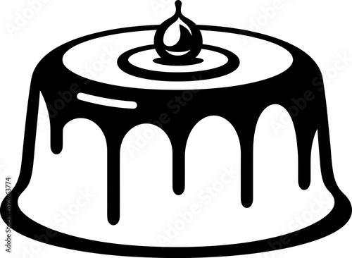 Panna cotta silhouette in black color. Vector template for laser cutting wall art.