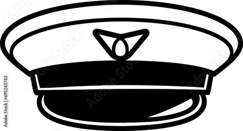 Pilot cap silhouette in black color. Vector template for laser cutting wall art.