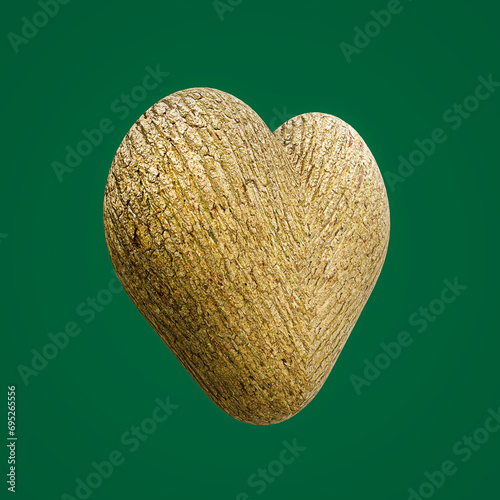 3d rendering heart made of wood