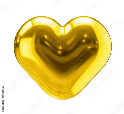 3d rendering heart made of gold isolated on a white background