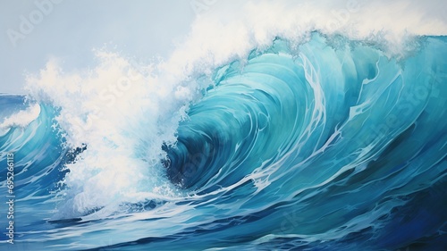 close up horizontal view of an ocean wave AI generated