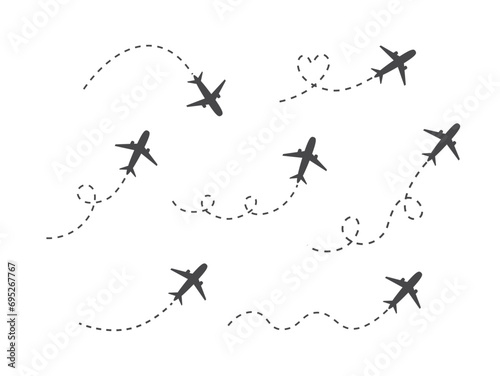 Airplane fligth route or air plane destination line path © Nadzin