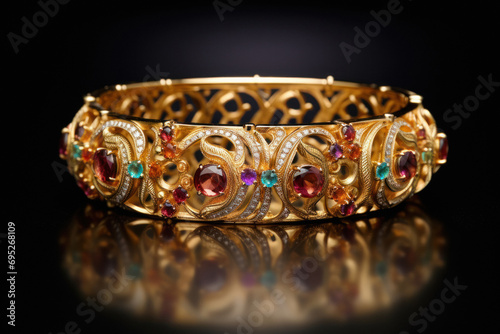 Gold bracelet with colorful diamond