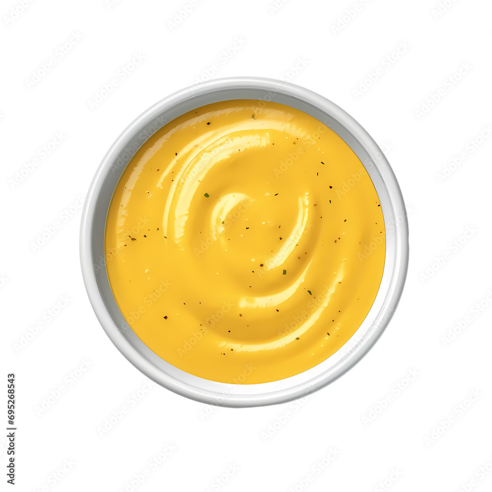Yellow mustard in bowl isolated on transparent background Yellow mustard in bowl isolated on transparent background