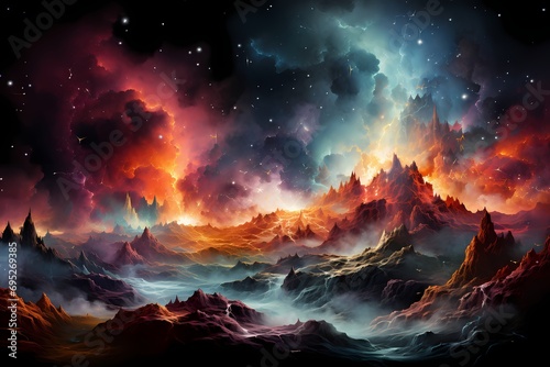 A cosmic explosion of liquid colors creating an awe-inspiring celestial scene