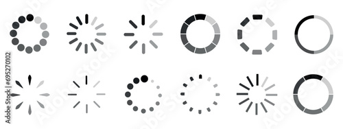 Loading Icons Collection, Load Process Icon Set - Different Vector Illustrations Isolated On White Background