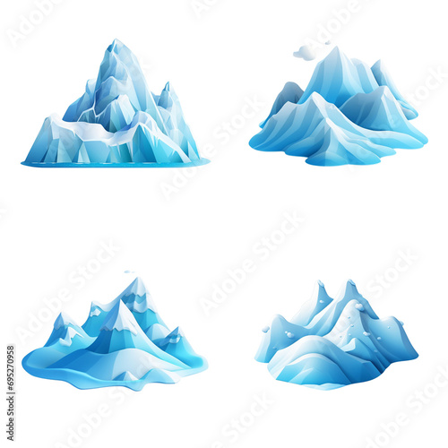 collection of 3D iceberg shapes Artificial Intelligence Generative