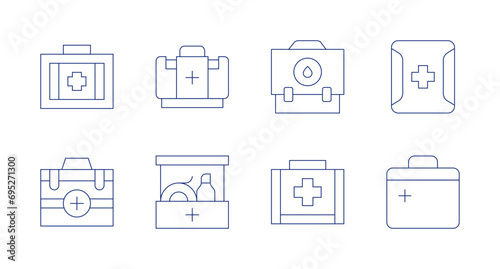 First aid icons. Editable stroke. Containing medical kit, first aid kit. © Spaceicon