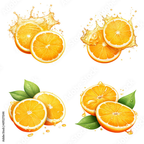 collection of 3d shapes of fresh orange slices Artificial Intelligence Generative