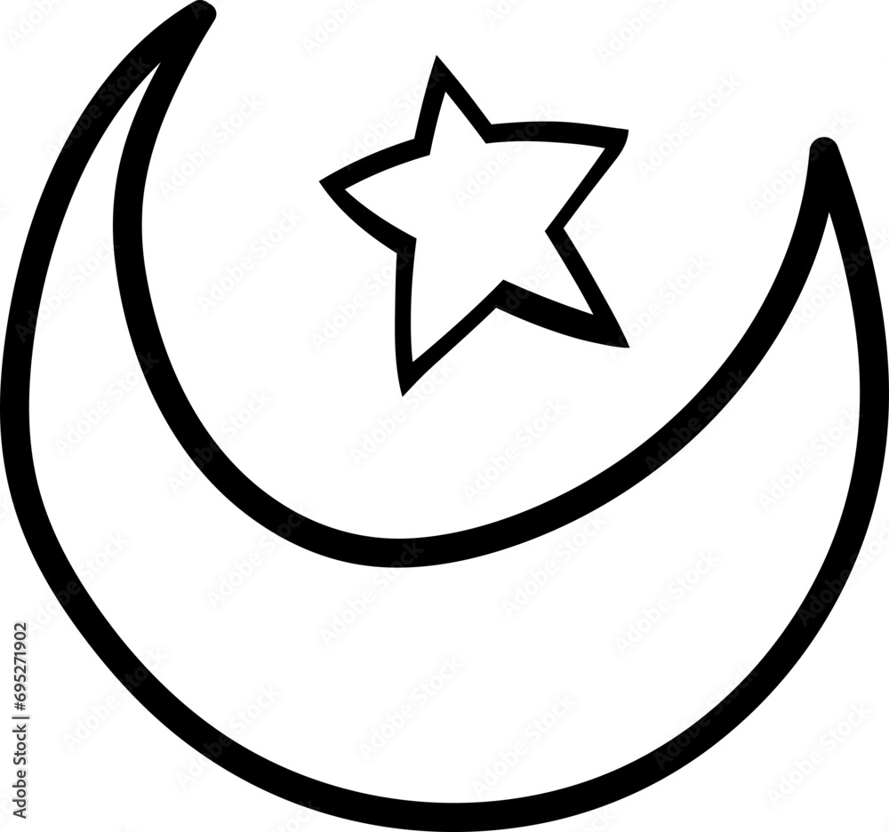 Crescent Moon Line-art Hand-drawn Crescent Moon Line-art Hand-drawn