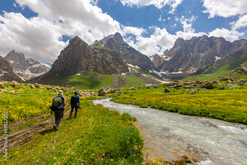 Bild auf Leinwand cilo mountains, hakkari, high mountains and clouds, valley of heaven and hell