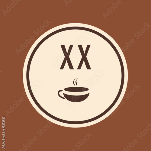 Espresso bar filled colorful initial logo idea. Drink establishment. Fragrant hot drink in cup. Design element. Letters inside coffee cup in circle shape. Graphic design. Created using neural network