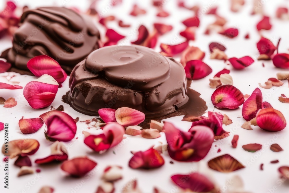 chocolate and rose petals chocolate and rose petals
