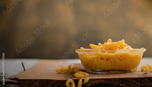 Copy Space image of warm and delicious homemade baked schotel macaroni on a wooden photo