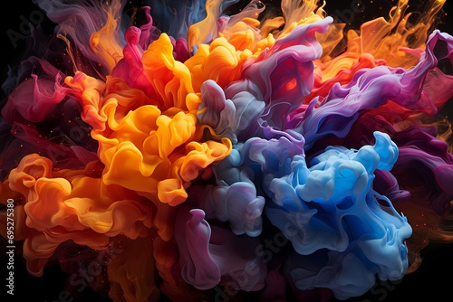 A dynamic abstract wallpaper showcasing splashes of vivid liquid colors exploding into intricate formations