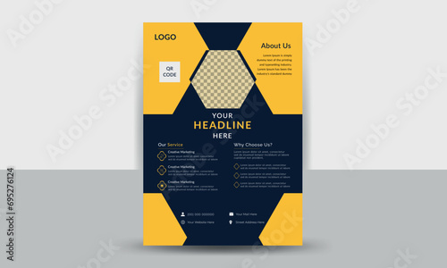 Modern Business Flyer poster leaflet pamphlet brochure cover annual report Trendy minimalist flat geometric design layout template with color variation for marketing, business proposal, promotion