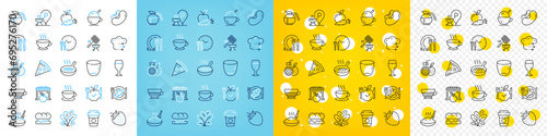 Vector icons set of Burger  Grill basket and Ice cream line icons pack for web with Porridge  Coffee cup  Grill place outline icon. Pizza  Food delivery  Food time pictogram. Vector