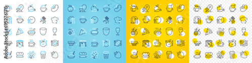 Vector icons set of Burger, Grill basket and Ice cream line icons pack for web with Porridge, Coffee cup, Grill place outline icon. Pizza, Food delivery, Food time pictogram. Vector