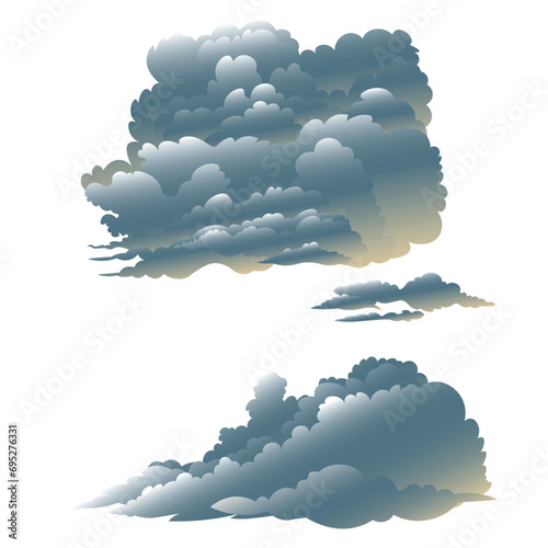 Vector illustration of cartoony sky cloud elements