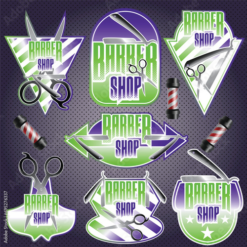 Hand illustrated vector collection of barber shop or hair salon labels