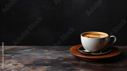 Close-Up of Fresh Cup of Coffee on Black Countertop