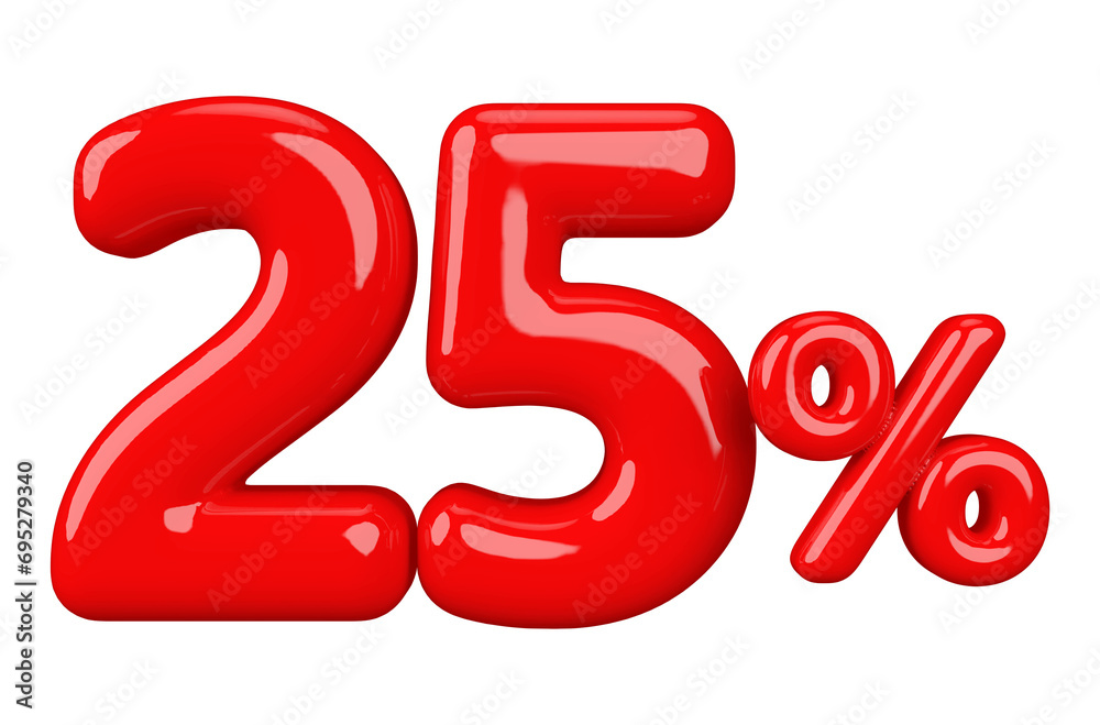 25 percent off sale red 3d number render 25 percent off sale red 3d number render