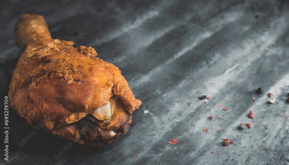Copy Space image of Classic Southern Fried Chicken on dark background. Copy Space image of Classic Southern Fried Chicken on dark background.