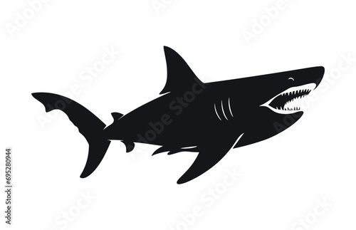 A Basking Shark Silhouette isolated on a white background  A Black Vector Shark