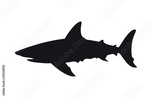 A Basking Shark Silhouette isolated on a white background  A Black Vector Shark