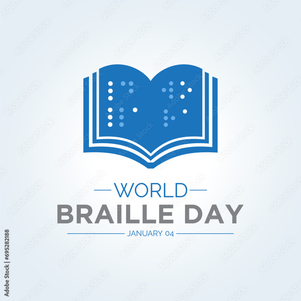 World Braille Day is celebrated every year on January 4. Vector illustration on the theme of World Braille Day. Template for banner, greeting card, poster with background. World Braille Day is celebrated every year on January 4. Vector illustration on the theme of World Braille Day. Template for banner, greeting card, poster with background.