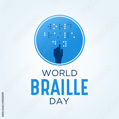 World Braille Day is celebrated every year on January 4. Vector illustration on the theme of World Braille Day. Template for banner, greeting card, poster with background.