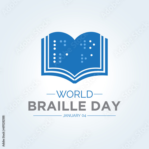 World Braille Day is celebrated every year on January 4. Vector illustration on the theme of World Braille Day. Template for banner, greeting card, poster with background.