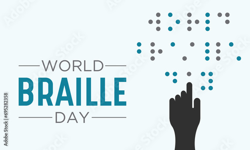 World Braille Day is celebrated every year on January 4. Vector illustration on the theme of World Braille Day. Template for banner, greeting card, poster with background.