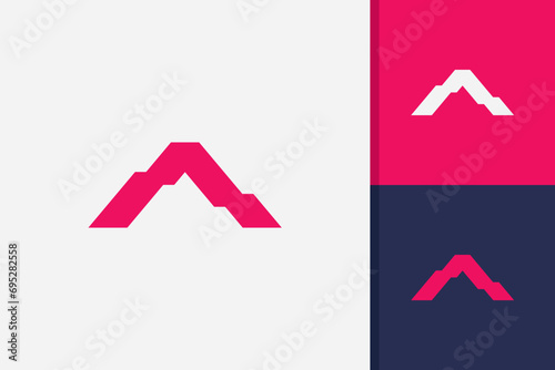 simple minimalist mountain logo design vector template