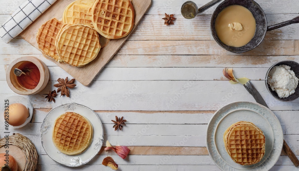 Copy Space image of waffles made from pumpkin puree, eggs and flour, with the addition of cinnamon, cloves. Copy Space image of waffles made from pumpkin puree, eggs and flour, with the addition of cinnamon, cloves.