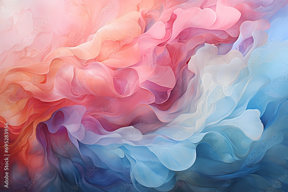 A harmonious blend of soft pastel liquid colors creating a soothing and dreamy abstract backdrop