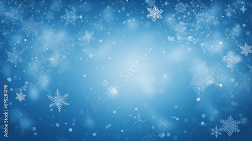 blue background with snow and freez for winter and new year