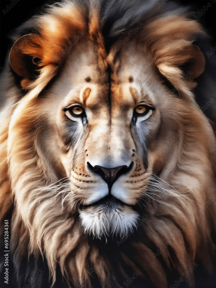 Fototapeta premium lion king head portrait painting