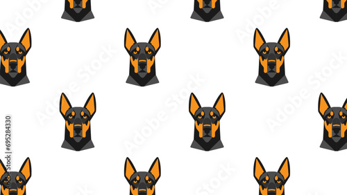 Seamless pattern of cartoon doberman dog. Vector illustration.