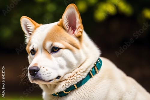 Portrait of a beautiful Japanese Akita dog in the park.  Generative AI © Pavlo