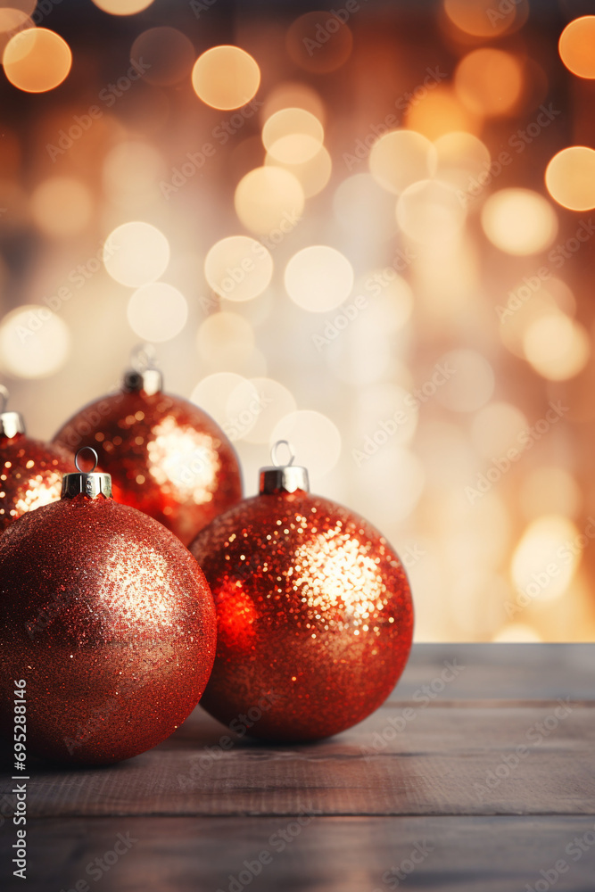 Glittering Christmas decorations against a blurry bokeh backdrop created with Generative Ai Glittering Christmas decorations against a blurry bokeh backdrop created with Generative Ai