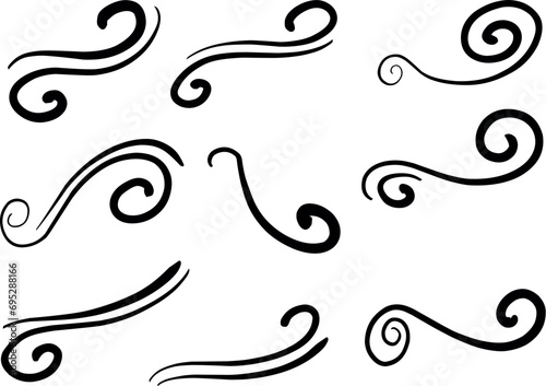 Swirl ornament stroke curls, swirls divider and filigree ornaments. great set collection clip art Silhouette , Black vector illustration on white background.