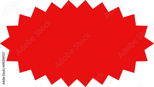 Starburst red sticker set - collection of special offer sale oval and round shaped sunburst labels and badges. Promo stickers with star edges. Vector. photo