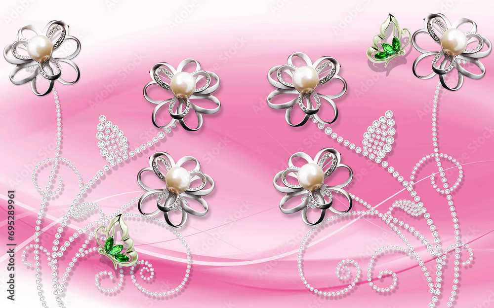 pink background with flowers