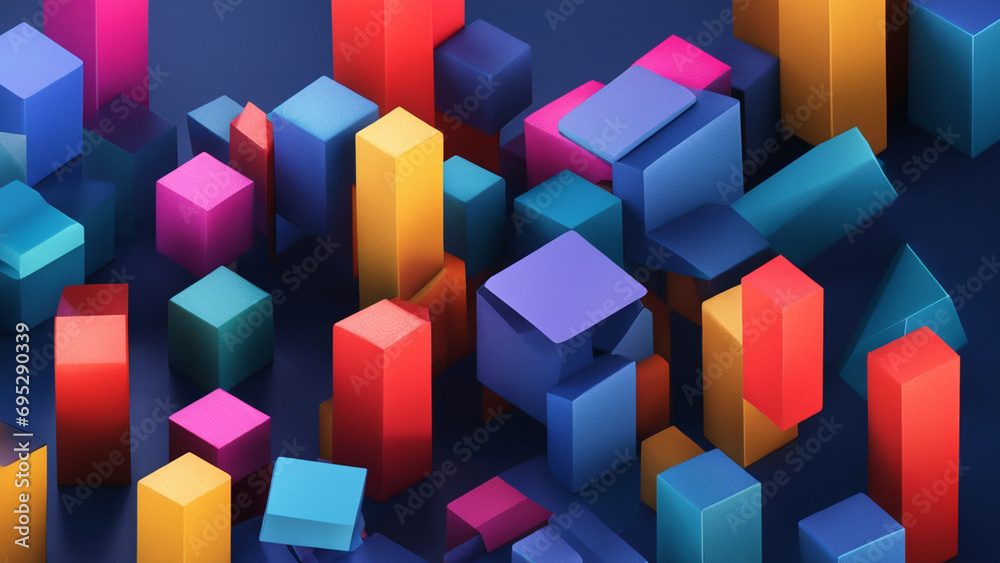 Obraz premium a close up of a bunch of colorful blocks on a dark surface