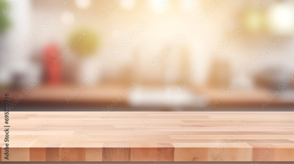 Empty Beautiful wood table top and blur bokeh modern kitchen interior background in clean and bright, Ready for product montage created with Generative Ai
Empty Beautiful wood table top and blur bokeh modern kitchen interior background in clean and bright, Ready for product montage created with Generative Ai