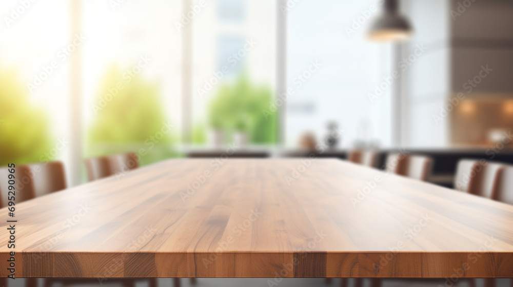 Empty Beautiful wood table top and blur bokeh modern kitchen interior background in clean and bright, Ready for product montage created with Generative Ai
Empty Beautiful wood table top and blur bokeh modern kitchen interior background in clean and bright, Ready for product montage created with Generative Ai