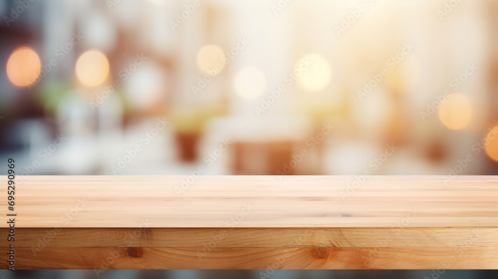 Empty Beautiful wood table top and blur bokeh modern kitchen interior background in clean and bright, Ready for product montage created with Generative Ai
Empty Beautiful wood table top and blur bokeh modern kitchen interior background in clean and bright, Ready for product montage created with Generative Ai